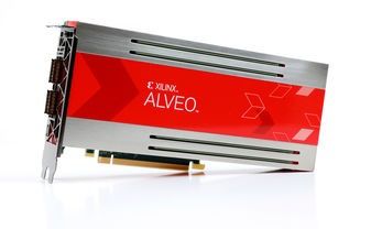 Xilinx U200 Alveo Data Center accelerator card: 18.6 INT8 TOPs, full height, ¾ length, dual slot, PCIe Gen3x16, 2xQSFP28, passive cooling
