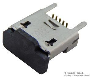 Conn Micro USB Type B RCP 5 POS 0.65mm Solder ST SMD 5 Terminal 1 Port Embossed T/R