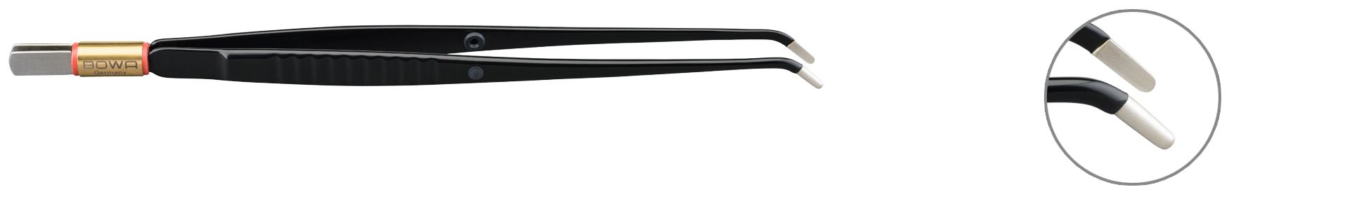 Bowa Пинцет биполярный, NON-Stick-Gold, изогнутый, 195 мм, 8 мм х 2 мм