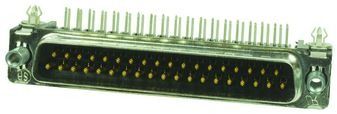 Conn D-Subminiature PIN 37 POS 2.75mm Solder RA Thru-Hole 37 Terminal 1 Port