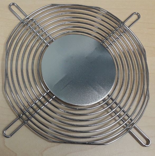 Thrml Mgmt Access Grill Guard with flat center disk 140mm Passivated Steel Wire