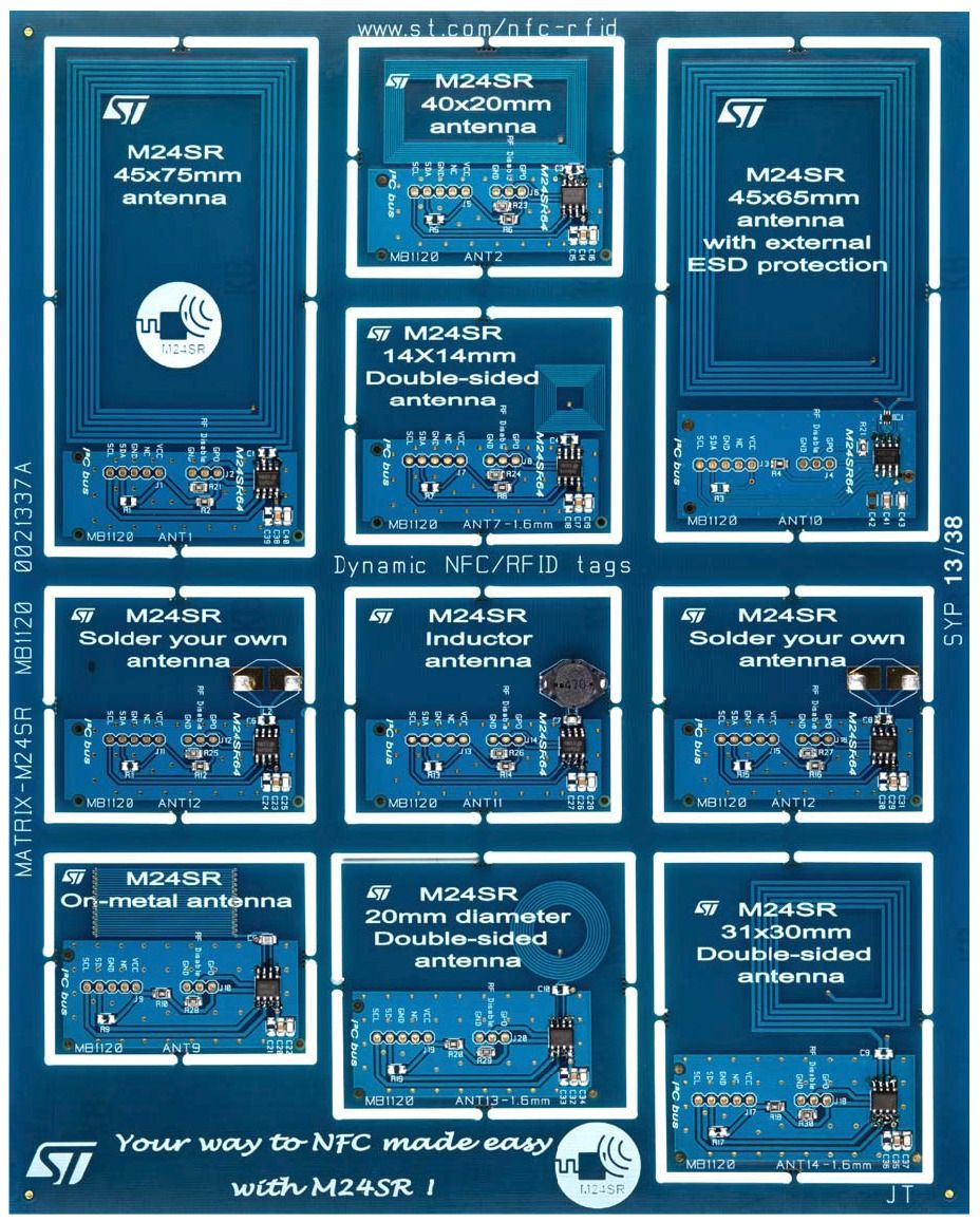 M24SR Series Dynamic NFC/RFID Tag Antenna Matrix Evaluation Board