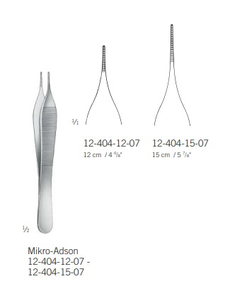 Микропинцет, по MICRO-ADSON, 15 см, KLS Martin