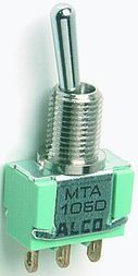 Switch Toggle (ON) OFF (ON) DPDT Long Bat Toggle PC Pins 6A 250VAC 28VDC PC Mount with Threads
