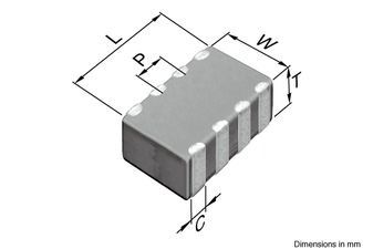 Cap Ceramic Array 220pF 50V CH 10% 1206 SMD 4 Capacitor 85°C Blister Plastic T/R
