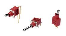 Switch Toggle ON None ON SPDT Round Toggle PC Pins 20VAC 20VDC 0.4VA PC Mount