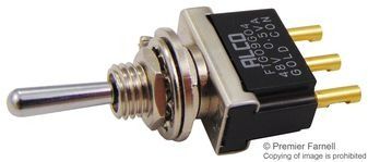 Switch Toggle (ON) OFF (ON) SPDT Round Toggle Hooking Wire Lead 20VAC 20VDC 0.4VA Panel Mount with Threads Bulk