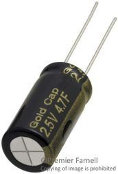 Cap 4.7F 2.5V -20% to 40% 1000 hr (20 X 10mm) Radial 5mm 70°C Bulk