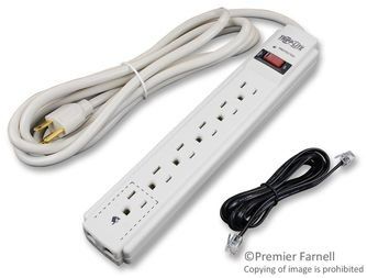 SURGE PROTECTOR STRIP 6 OUTLET RJ11 8FT CORD 990 JOULES