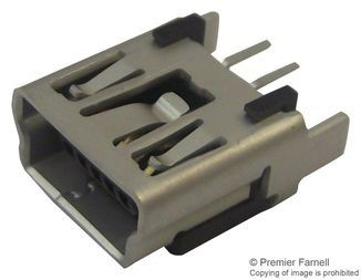 Conn USB RCP 5 POS 1.6mm Solder ST Thru-Hole 5 Terminal 1 Port Tray