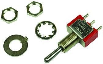 Switch Toggle ON OFF ON SPDT Long Baton Toggle Wire Lug 5A 250VAC 28VDC Panel Mount with Threads Bulk