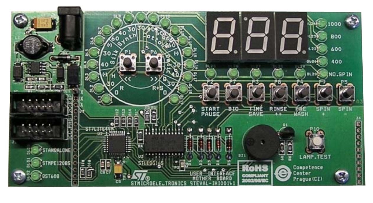 Evaluation Board For Washing Machine User Interface Based On The St7Lite49M And STLED316S