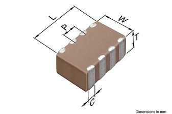 Cap Ceramic Array 0.01uF 25V X5R 20% 0805 SMD 4 Capacitor 85°C Punched Paper T/R