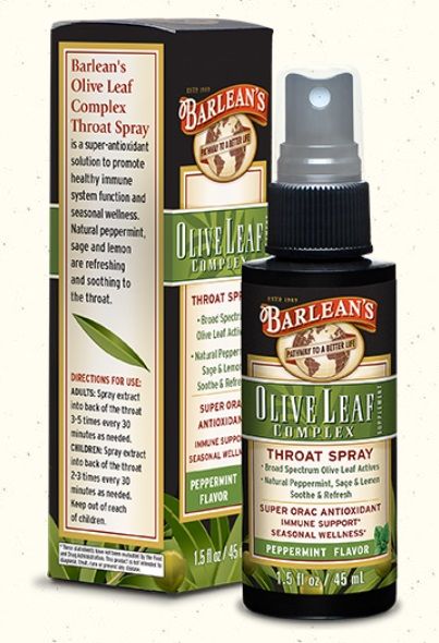 Barlean's OLIVE LEAF COMPLEX THROAT SPRAY - PEPPERMINT 1.5 oz.