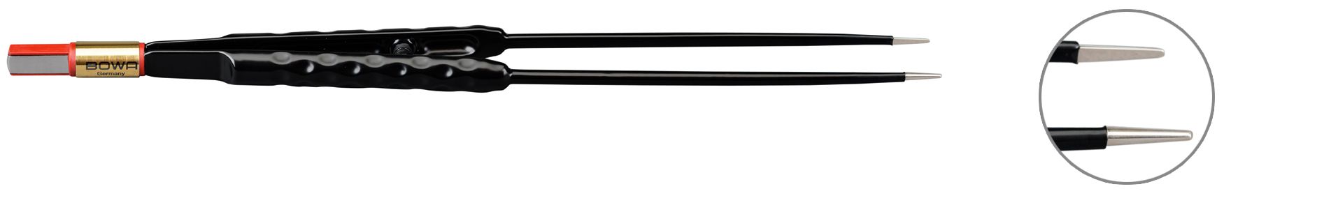 Bowa Пинцет биполярный, NON-Stick-Gold, сферическая рукоятка, прямой, 225 мм, 1,0 мм