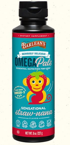 Barlean's OMEGA PALS SENSATIONAL STRAW-NANA FLAX OIL 8 oz.