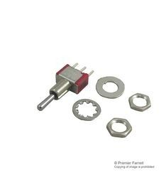 Switch Toggle ON OFF ON SPDT Long Baton Toggle PC Pins 5A 250VAC 28VDC PC Mount with Threads Bulk