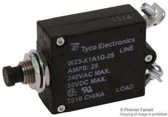 Circuit Breaker Thermal 1Pole 25A 240VAC/50VDC 2-Pin