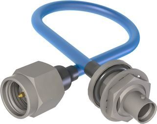 SMP Male QB Bulkhead to SMA Male Cable Assembly for .085 Cable (OAL 12")