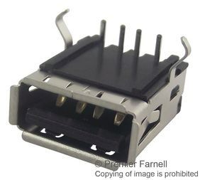 Conn USB RCP 4 POS Solder RA Thru-Hole 4 Terminal 1 Port Tray