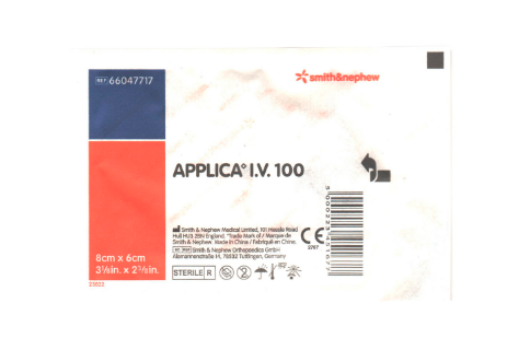 Пленочная повязка для фиксации катетеров APPLICA IV100 6см x 8см Шт. в уп. 50, Smith&Nephew