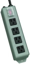 Industrial Power Strip 120VAC Wall Mount 4-Outlet 6-ft. Cord