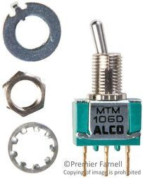 Switch Toggle ON None ON SPDT Short Bat Toggle PC Pins 6A 250VAC 28VDC PC Mount with Threads