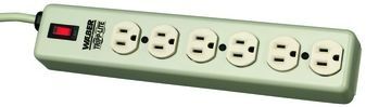 WABER POWER STRIP METAL 5-15R 6 OUTLET 5-15P 6FT CORD