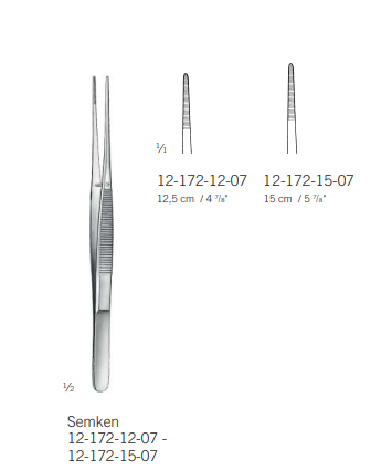 Пинцет анатомический, по SEMKEN, 15 см, KLS Martin