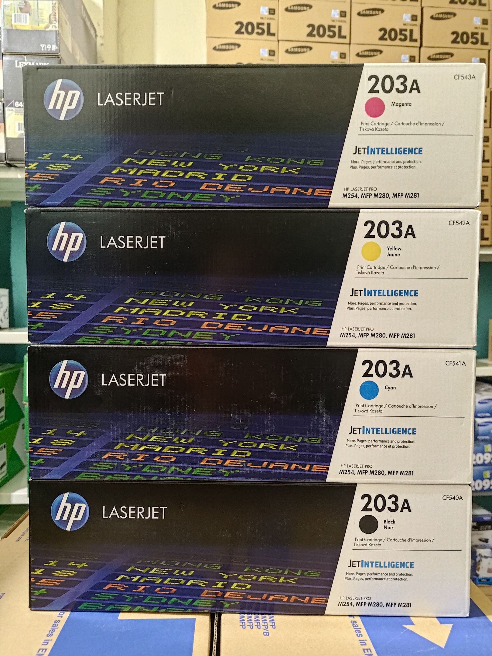 Картридж CF540A CF541A CF542A CF543A  для CLJ Pro MFP M254/280/281 КОМПЛЕКТ