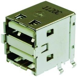 Conn USB RCP/RCP 4/4 POS Solder RA Thru-Hole 8 Terminal 2 Port Tray
