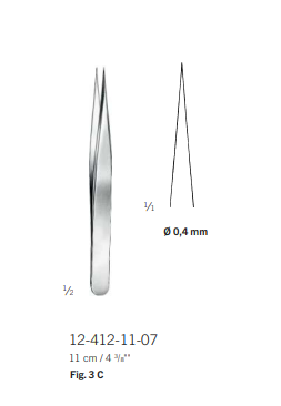 Микропинцет, по JEWELER, модель 3С, 12 см, KLS Martin