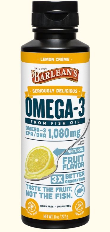 Barlean's SERIOUSLY DELICIOUS OMEGA-3 FISH OIL LEMON CREME 8 oz.