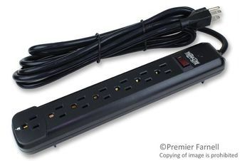 POWER STRIP 120V 5-15R 7 OUTLET 12FT CORD 5-15P BLACK