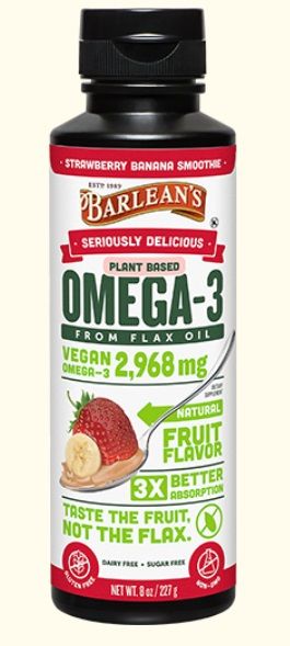Barlean's SERIOUSLY DELICIOUS OMEGA-3 FLAX OIL STRAWBERRY BANANA SMOOTHIE 8 oz.