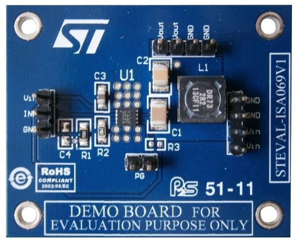 Evaluation Board For 3 A / 1.5 MHz Step-Down Synchronous Switching Regulator Based On The ST1S31 In DFN 3X3 Package