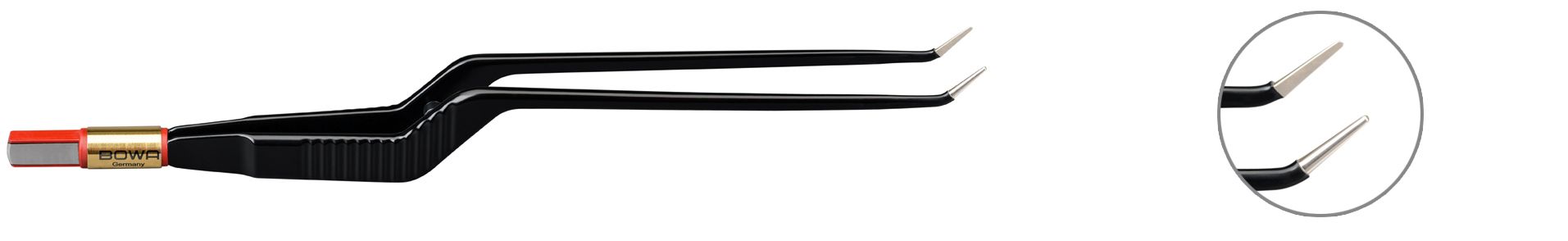 Bowa Пинцет биполярный, NON-Stick-Gold, байонетный, изогнутый вверх, 200 мм, 1,0 мм