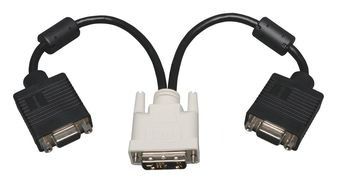 1FT DVI TO VGA Y SPLITTER CABLE ADAPTER DVI-I-M TO 2X HD15-F