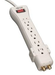 SURGE PROTECTOR STRIP 120V 7 OUTLET COAX 7FT CORD 2160 JLS