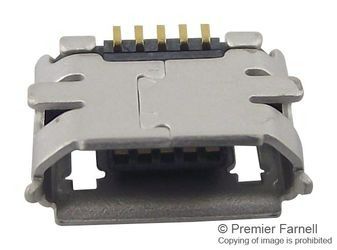 Conn Micro USB RCP 5 POS 0.65mm Solder RA SMD 5 Terminal 1 Port Embossed T/R