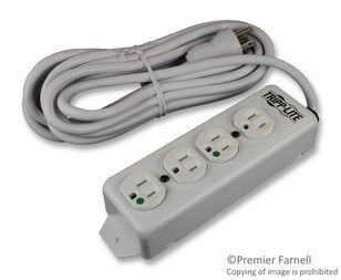 POWER STRIP MEDICAL 120V 5-15R-HG 4 OUTLET 15FT CORD METAL