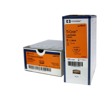Нерассасывающийся шовный материал TICRON 0 BLU 75 см. V30 X36 36  шт. в уп., плетеный полиэстер, покрытый силиконом,Medtronic