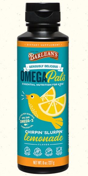 Barlean's OMEGA PALS CHIRPIN’ SLURPIN’ LEMONADE FISH OIL 8 oz.
