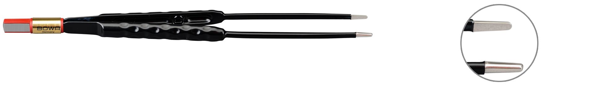 Bowa Пинцет биполярный, NON-Stick-Gold, сферическая рукоятка, прямой, 200 мм, 2,0 мм