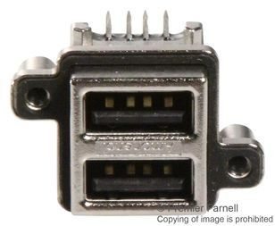 Conn USB RCP 8 POS Solder RA Thru-Hole 8 Terminal 2 Port
